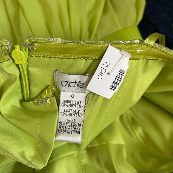 Cache Vintage Lime Green Dress Mini Maxi Size 0 New NWT Y2K - Picture 4 of 4